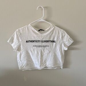 Zara White Graphic Crop Top